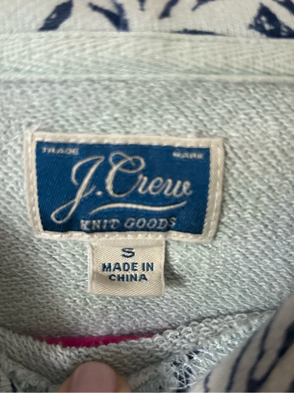 J. Crew Men's Navy and white Leaf-Print Sweatshirt